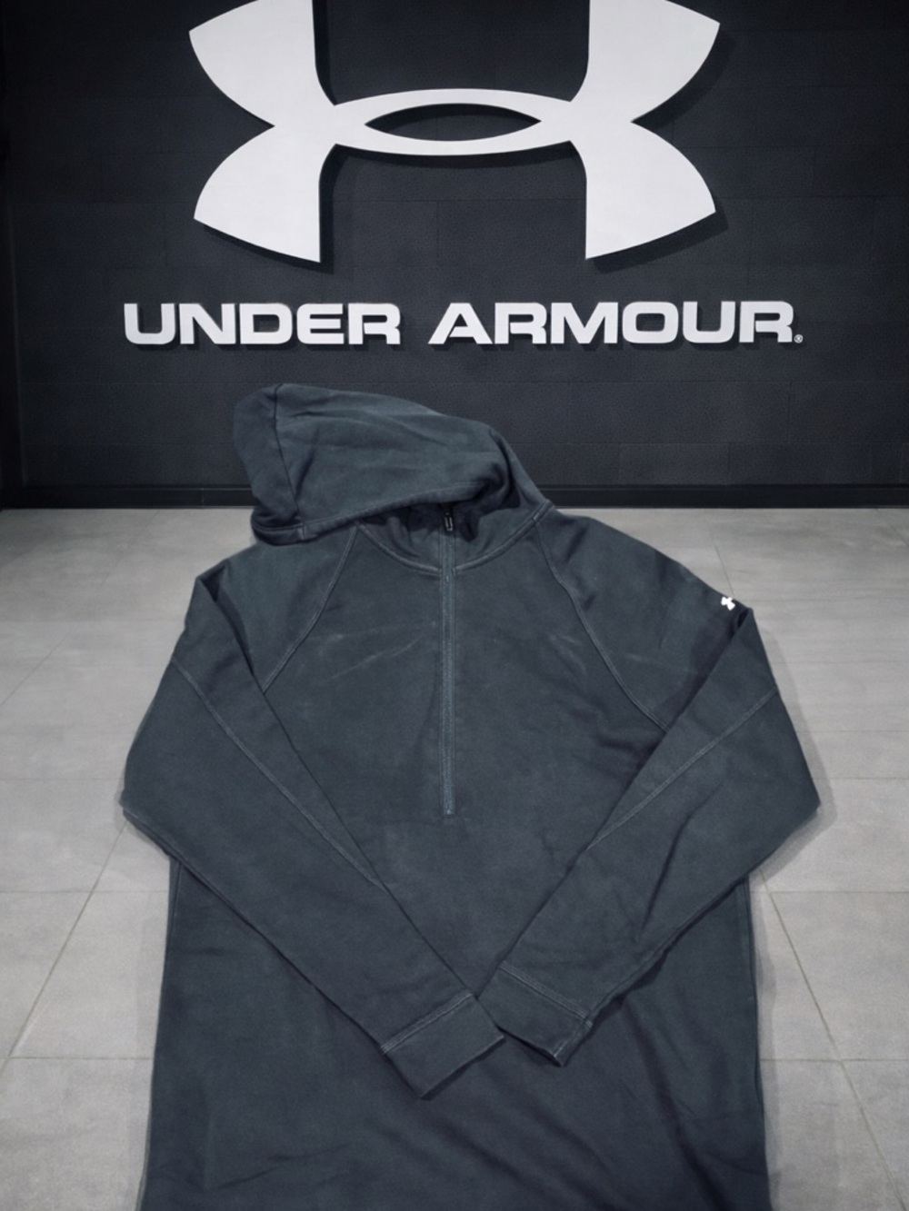 Charcoal Black Under Armor zipped  Hooded long Sweatshirt